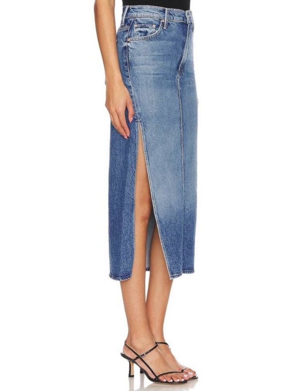 Mother Denim The Split Second Midi Jean Skirt in “Strike a Pose” 28 nwt - Picture 3 of 17